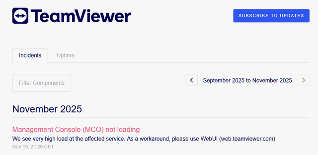 Teamviewer Management Console gestört