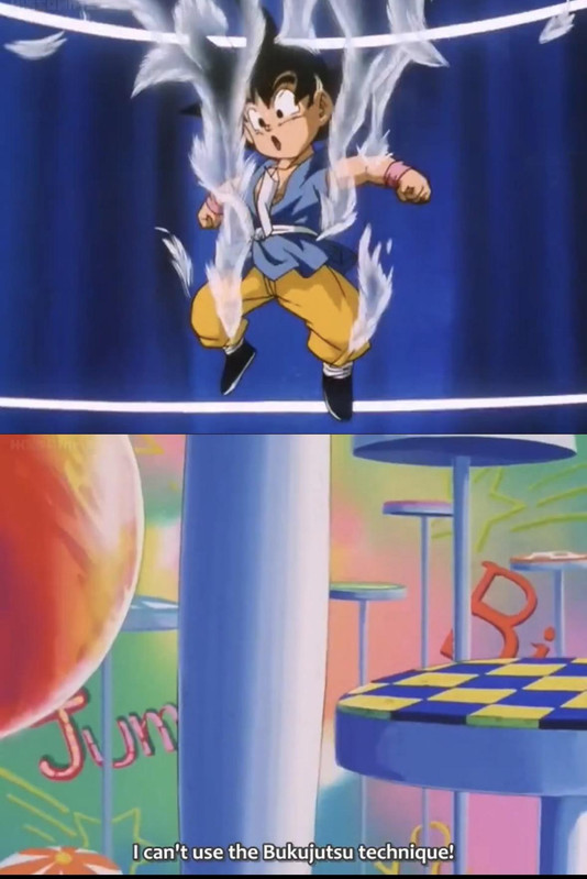 Goku fails to use ki while playing Sugoroku