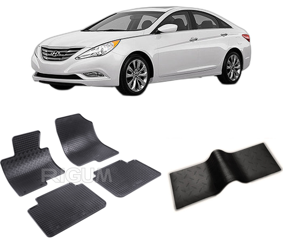 Set covorase auto HYUNDAI SONATA din 2011-2014, cu covoras tunel median, CAROSERIE SEDAN, Presuri cauciuc 100%, compatibil cu autoturismul HYUNDAI SONATA, Rigum