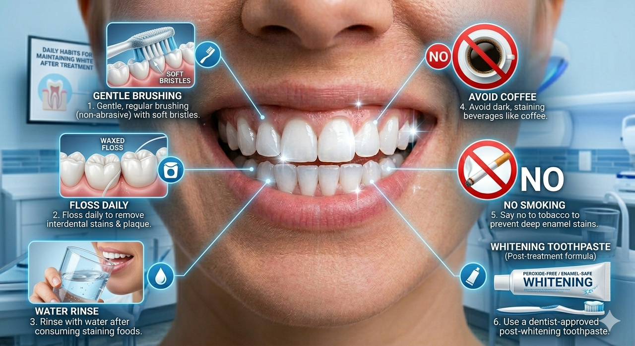 Best daily habits to maintain white teeth after whitening