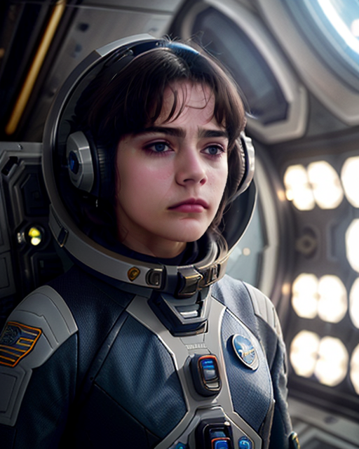 00159-3239820392-5231-(AlSe_0.8), A woman in a futuristic space uniform, against the background of t