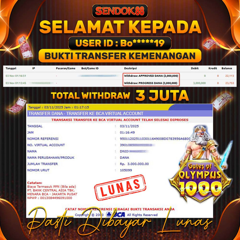 SENDOK88 JEPE! GATES OF OLYMPUS 1000 Rp 3.000.000,- LUNAS!
