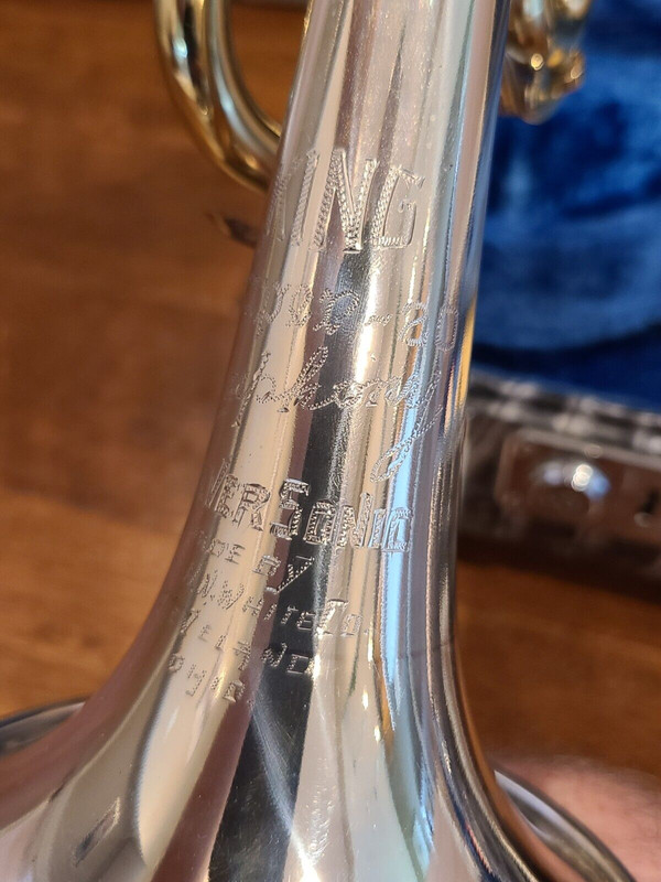 King 1965 Super 20 Silvertone Trumpet DB sn 414124 (9)