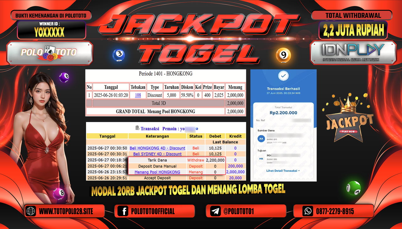 POLOTOTO JACKPOT TOGEL HONGKONG LOTTO Rp.2.200.000,-