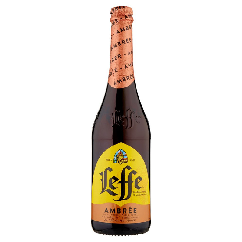 Leffe rossa doppio malto colore ambrato 6.5 % vol 33 cl