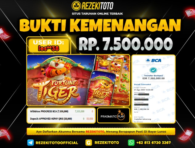 BUKTI KEMENANGAN 21 AGUSTUS 2025 FORTUNE TIGER 7 JUTA 