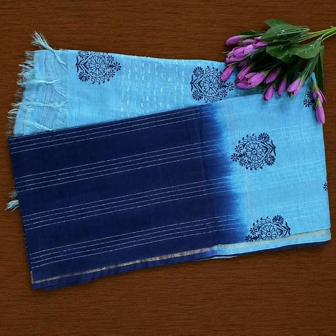Women's Baswada Silk Dual Tone Saree with Unstitched Blouse Piece