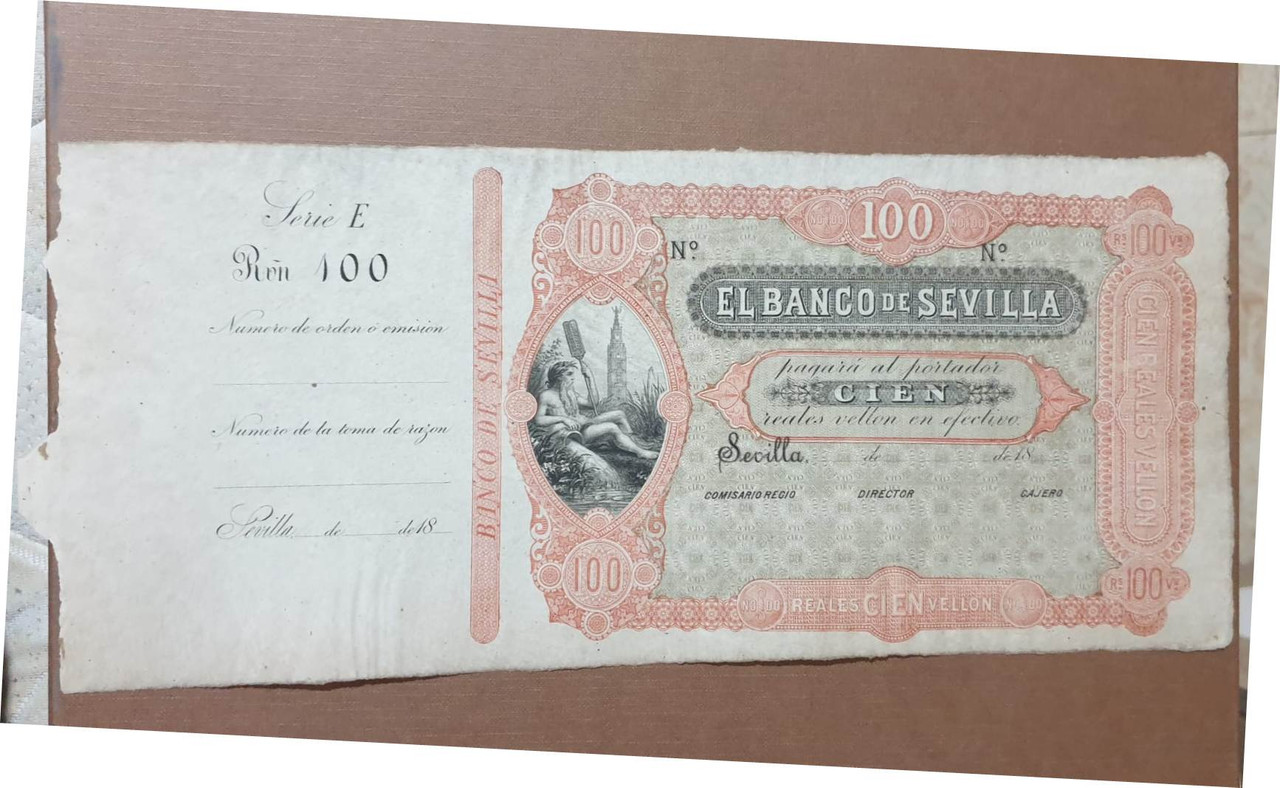 100 reales de vellón Banco de Sevilla 2ª emisión 28 de febrero 1857 9bd94785-ad61-42f7-a1a2-1fd83eca65eb