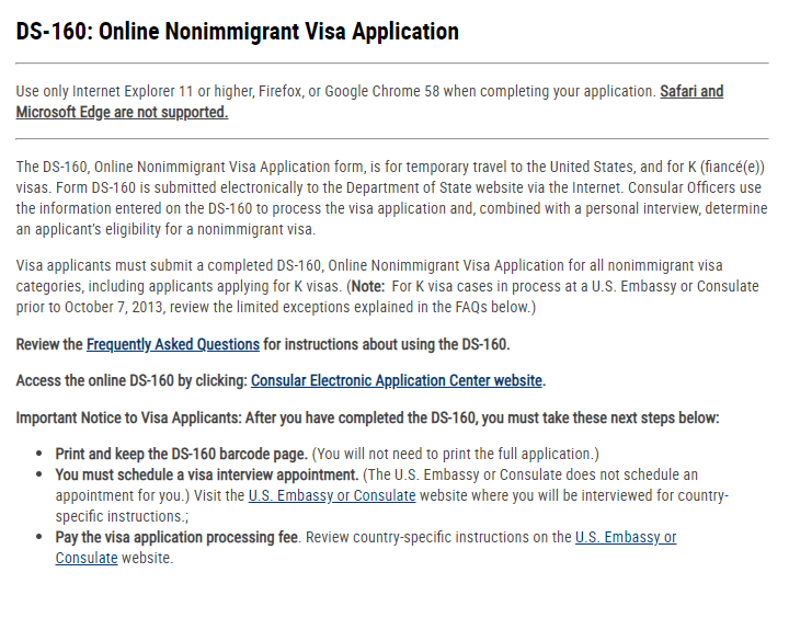 DS-160: Solicitud de visa de no inmigrante en línea - Visados USA de trabajo, estudios, inmigrante, negocios... - Foro USA y Canada