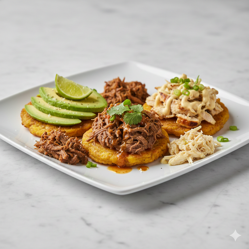 Patacón De Carne Con Pollo Y Aguacate