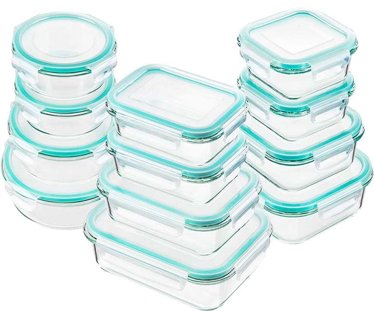 Amazon Estados Unidos - Juego de 12 contenedores herméticos de vidrio con tapa 
