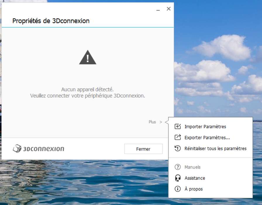 capture proprietées 3d connexion