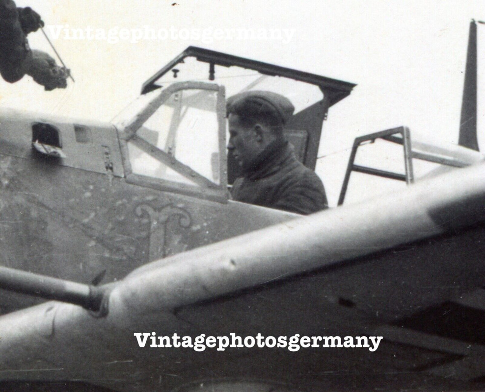 D1562 Foto deutsches Flugzeug Me109 Bf109 Staffelwappen Wappen Pilot ASS AS (1)