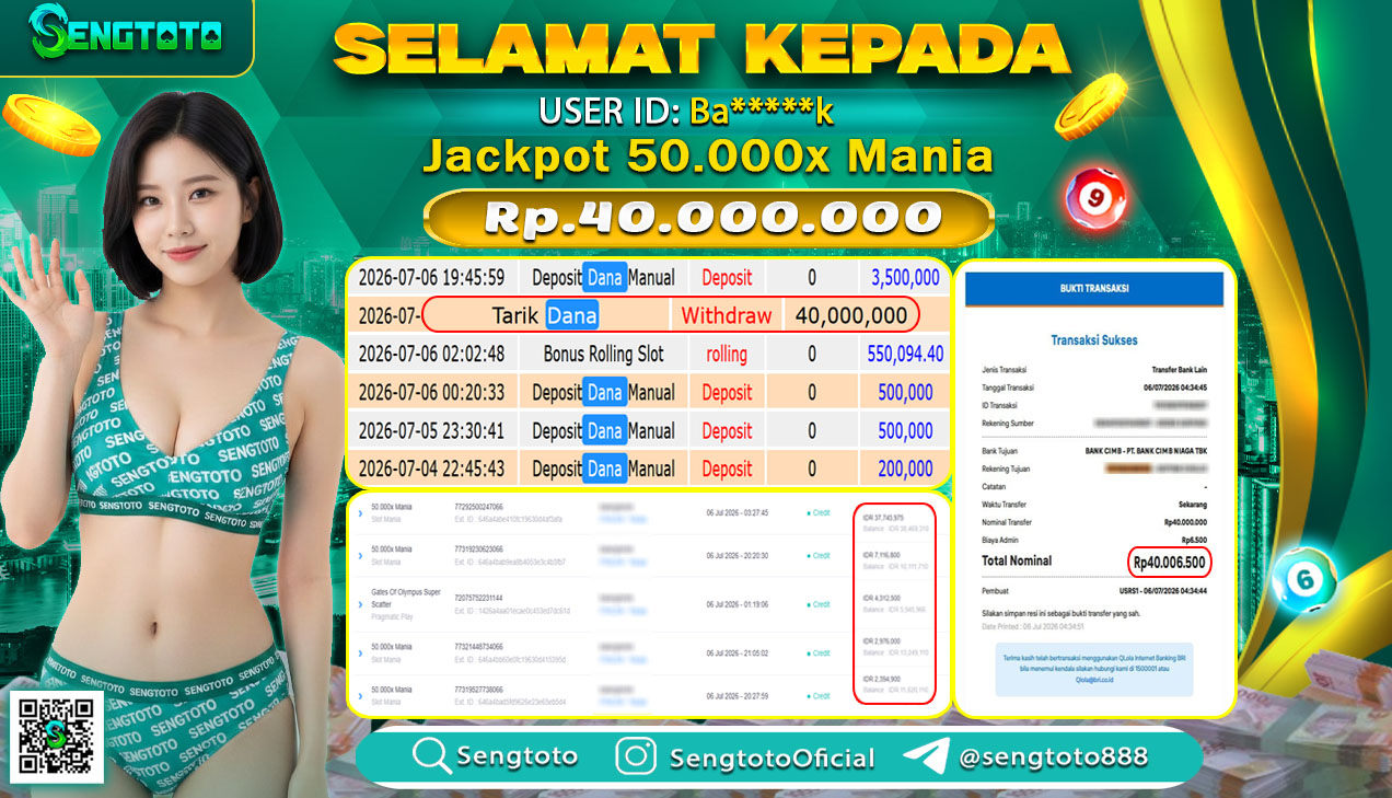 BUKTI PEMBAYARAN SLOT 50.000X MANIA