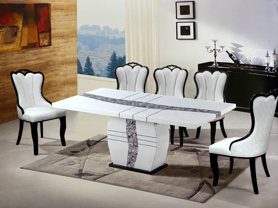 New Elegant White 1 8m Marble Dining Table 4 Chair Modern Contemporary Furniture Ebay