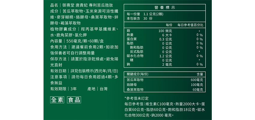 【御熹堂】唐貴妃專利苦瓜胜肽成分