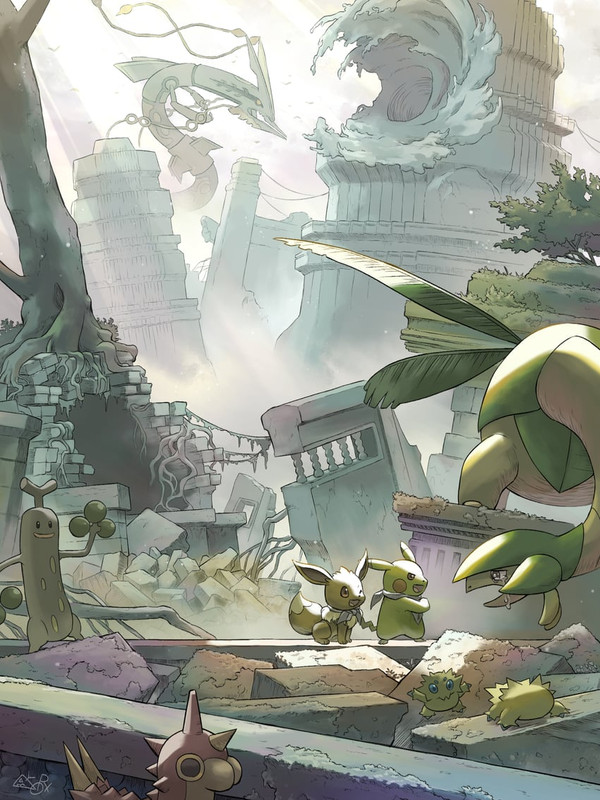 pikachu-eevee-rayquaza-joltik-tropius-an