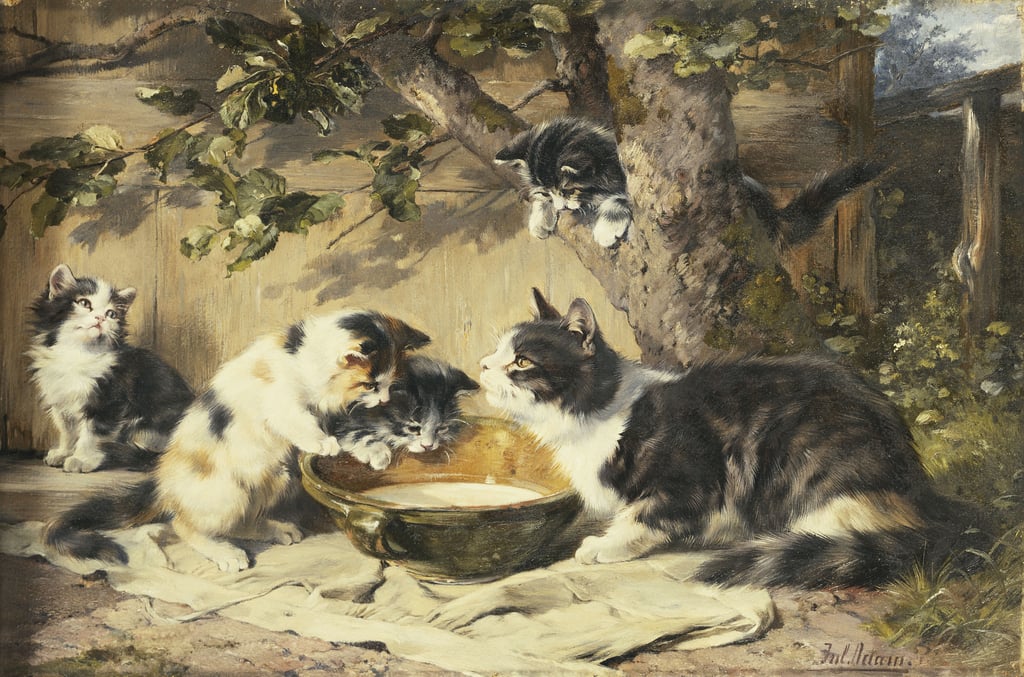 9-Julius-Adam-The-Bowl-of-Milk-Meister-Drucke-822928