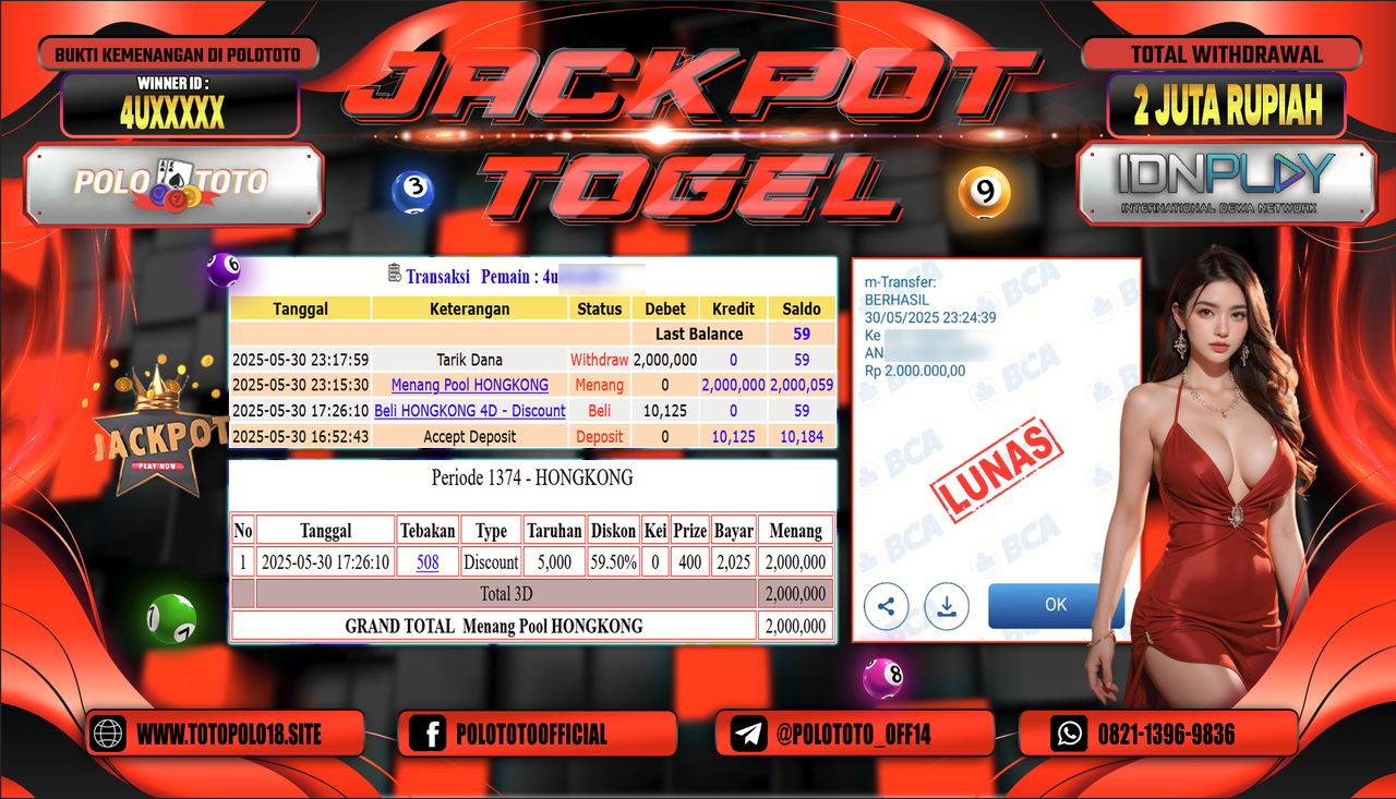 POLOTOTO JACKPOT TOGEL HONGKONG LOTTO Rp.2.000.000,-