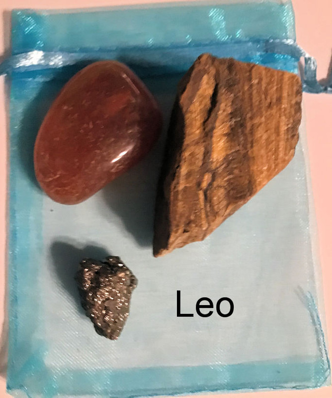 leo- carnelian, tiger's eye, pyrite