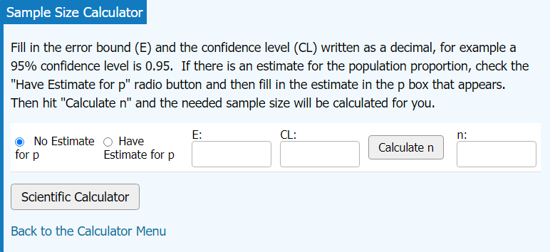 Sample Size for a Proportion