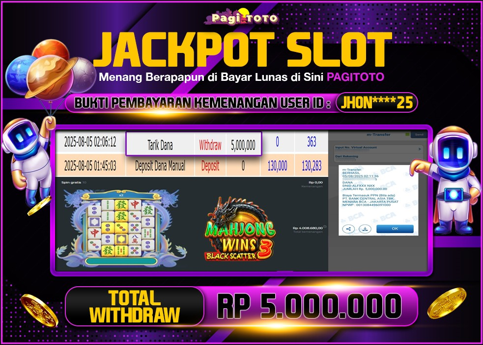 HAPPY JACKPOT MEMBER PAGITOTO SLOT MAHJONG WINS 3 BLACK SCATTER Rp 5.000.000-, - LUNAS