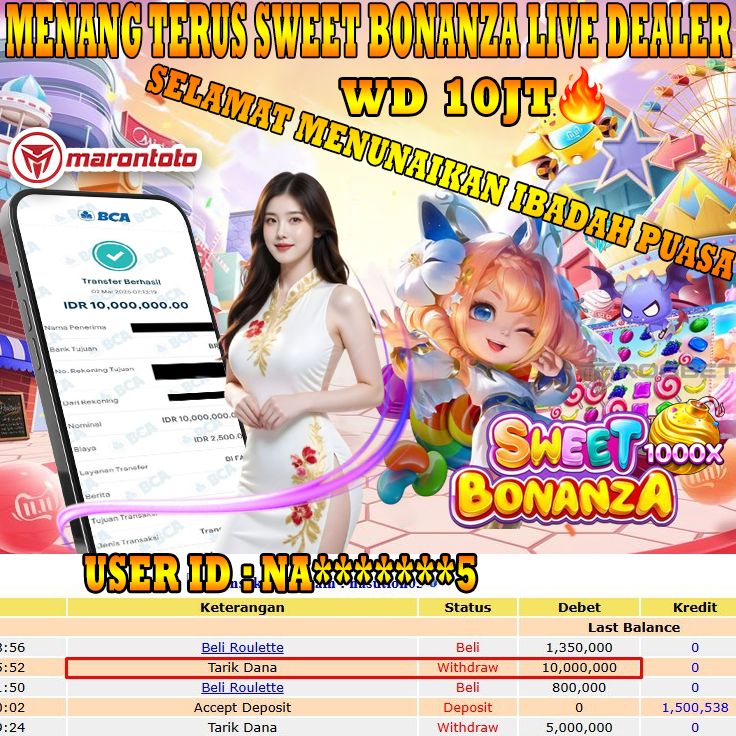 Bukti Kemenangan Member Marontoto Sebesar 10,000,000 JuTa