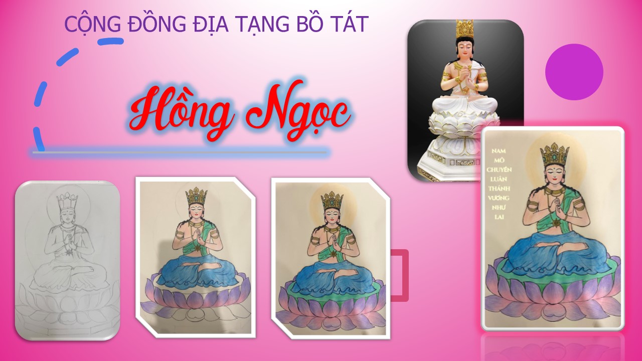 Vẽ tranh Vua Chuyển Luân Thánh Vương Như Lai - Hồng Ngọc