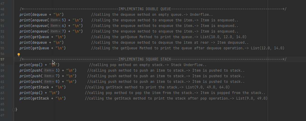 Output produced after implementing main method .