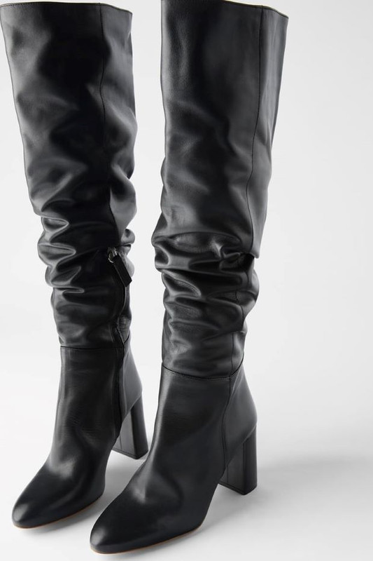 Zara dugacke nabrane cizme sa visokom štiklom