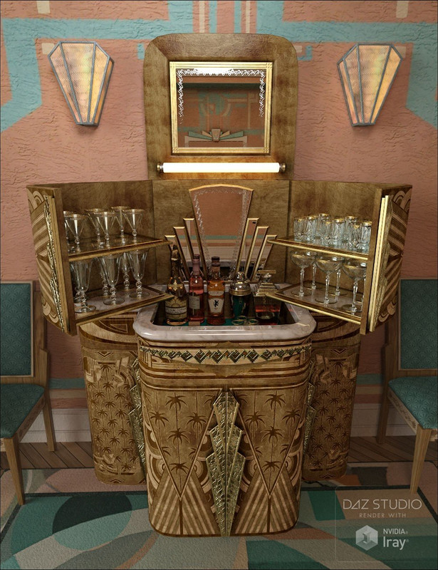 South Beach Deco Bar Cabinet