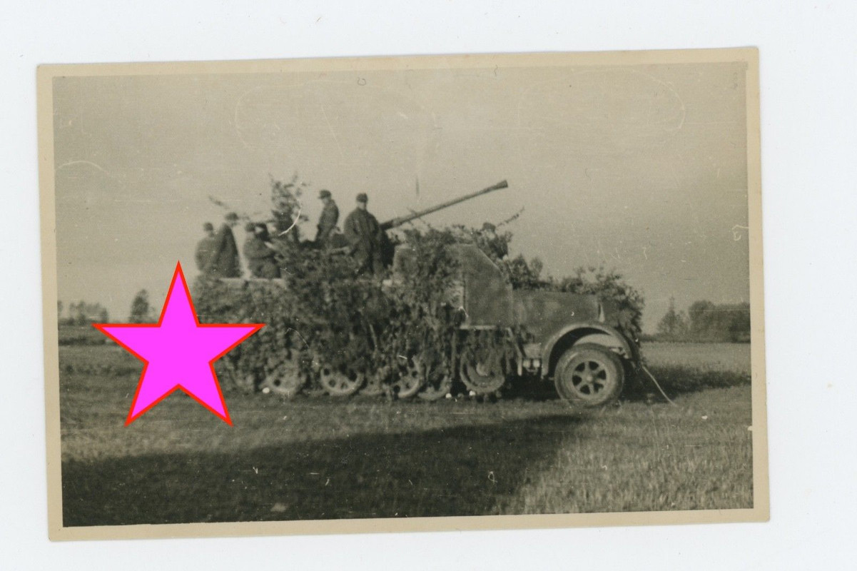 Foto 1944 Norwegen sdkfz mit Geschütz top tarn hinten beschrifte
