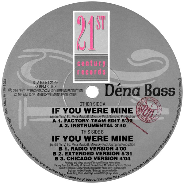 08/01/2023 - Déna Bass – If You Were Mine (Vinyl, 12)(21st Century Records – CNT 21-56)  1994 R-1070041-1603831334-2751