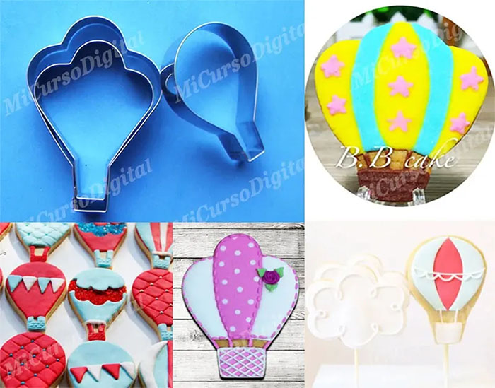 Cortador de globo aerostático para galletas decoradas con fondant 3pz