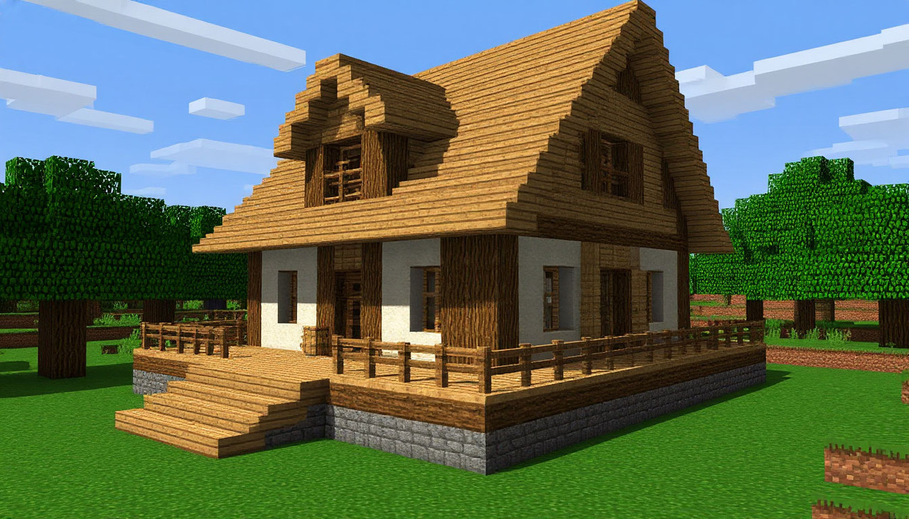 Minecraft строительство дома 1