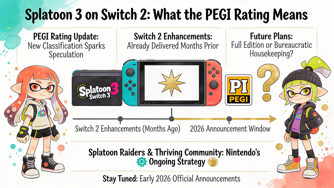 Splatoon 3 Just Got Rated for Switch 2 Again - But There's a Twist 1 Gaming controller and colorful display screen