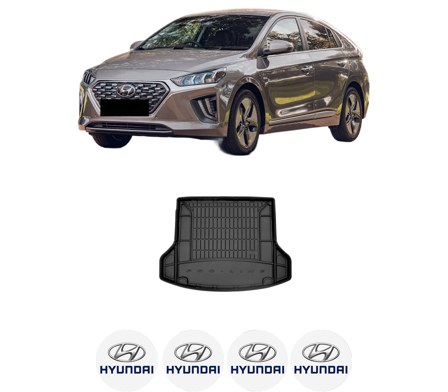 Tavita Portbagaj HYUNDAI IONIQ (AE) din 2016-2022, Protectie Portbagaj Auto, 4x Stickere auto cu HYUNDAI