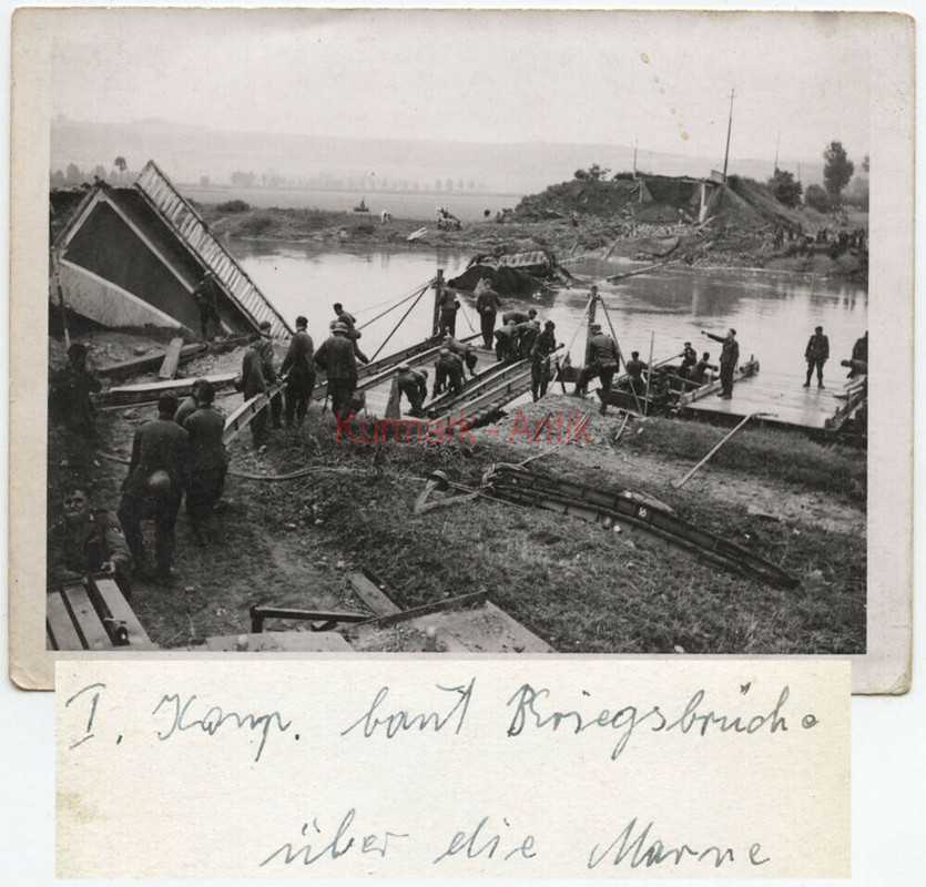 Foto Wehrmacht Gebirgsjäger Frankreich Marne Brücke Ruine Front combat
