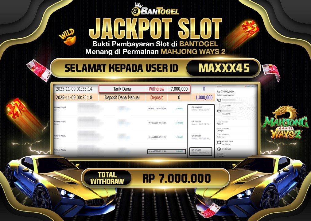 BUKTI JACKPOT LUNAS BANTOGEL