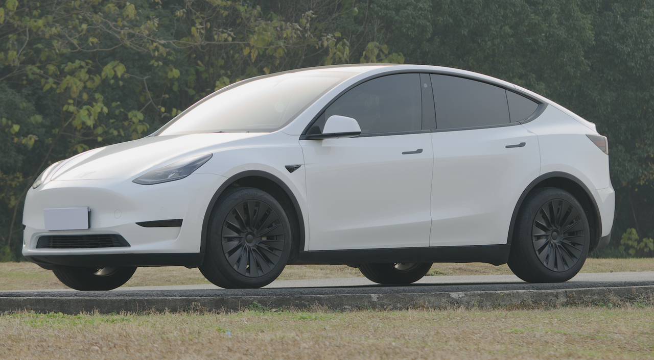 Tesla Model Y with factory wheels