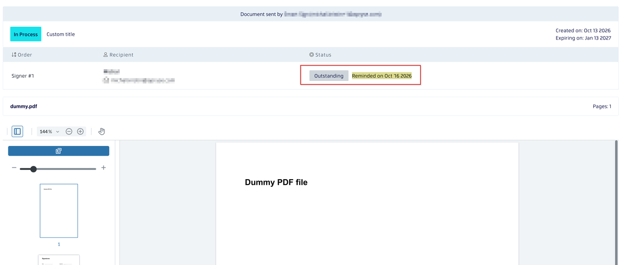 reminder date feature