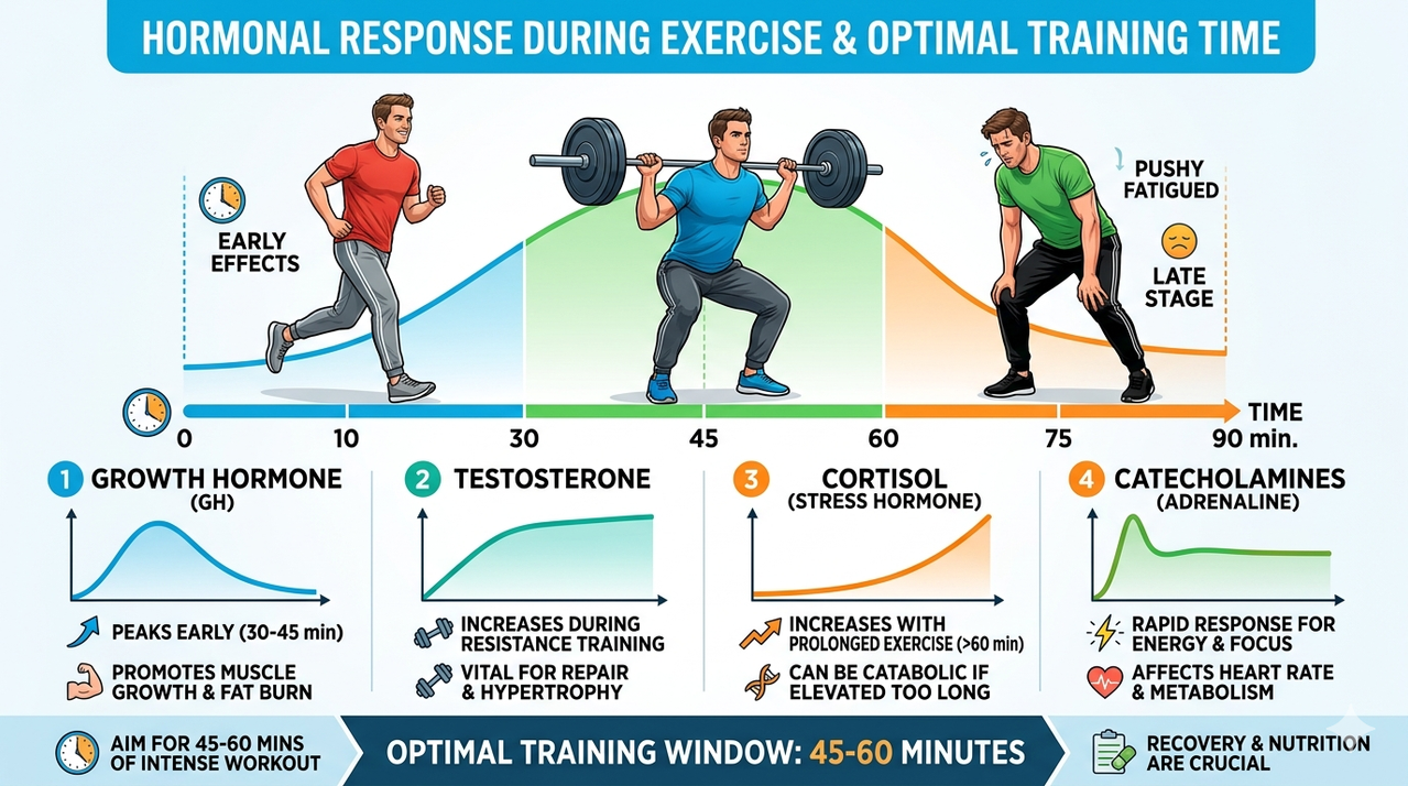 Person performing intense squat with barbell, demonstrating how workout session duration relates to intensity and gym session length