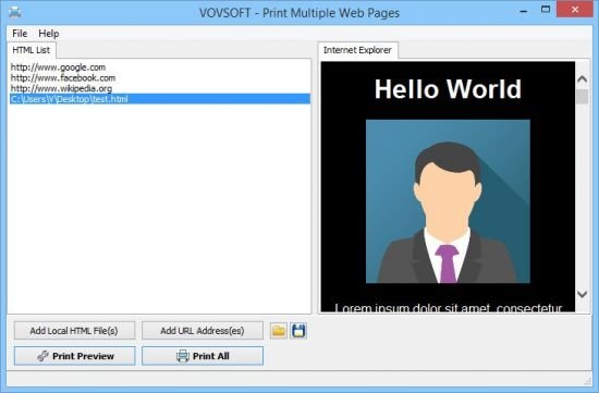 VovSoft Print Multiple Web Pages 2.6