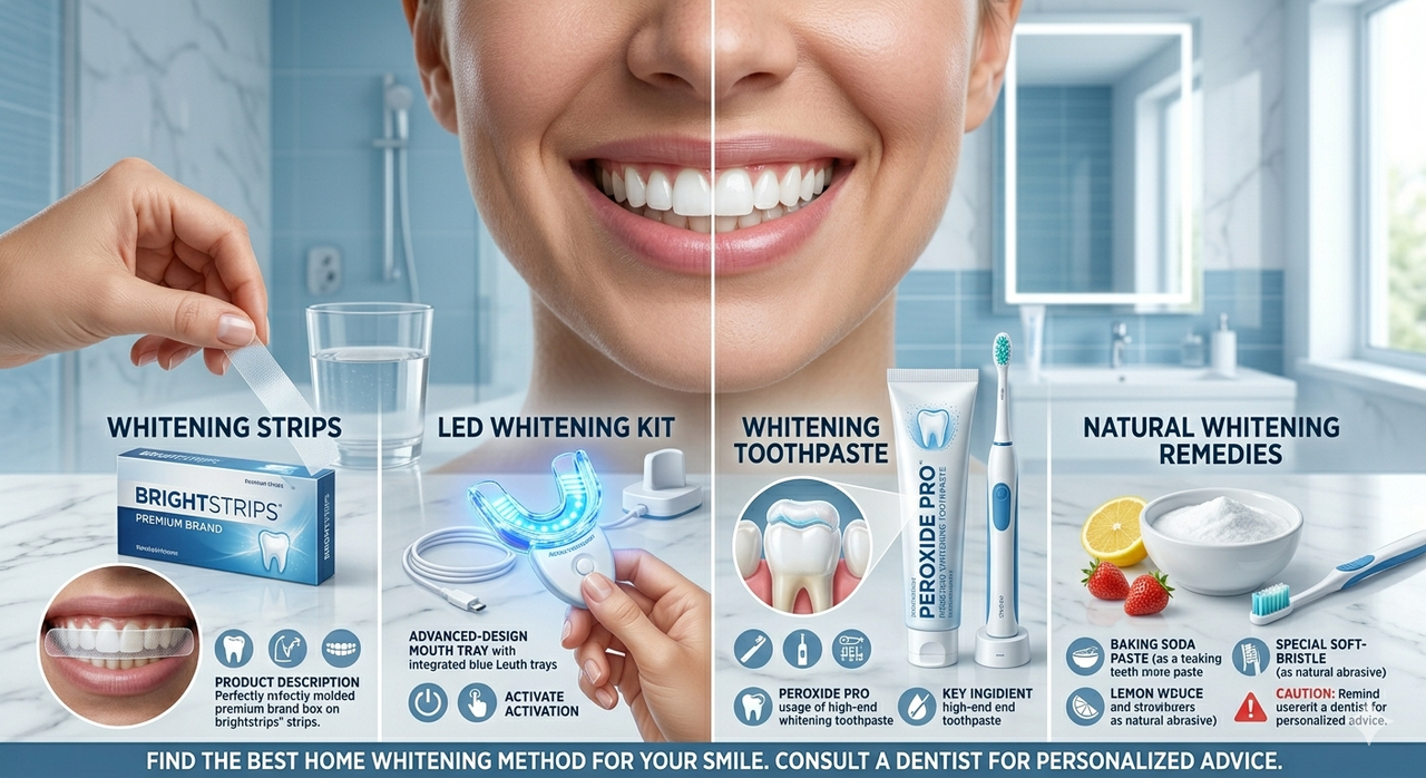 Different teeth whitening methods at home comparison
