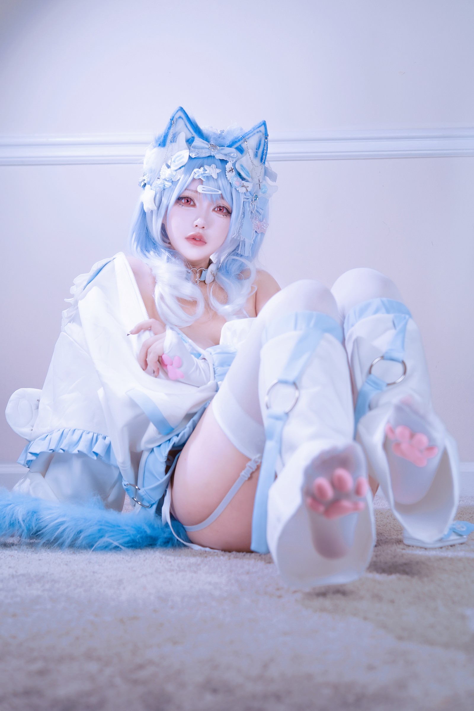 狐洛洛子 – 水色猫猫头 写真高清套图（40P-701MB）可爱猫系主题插图7