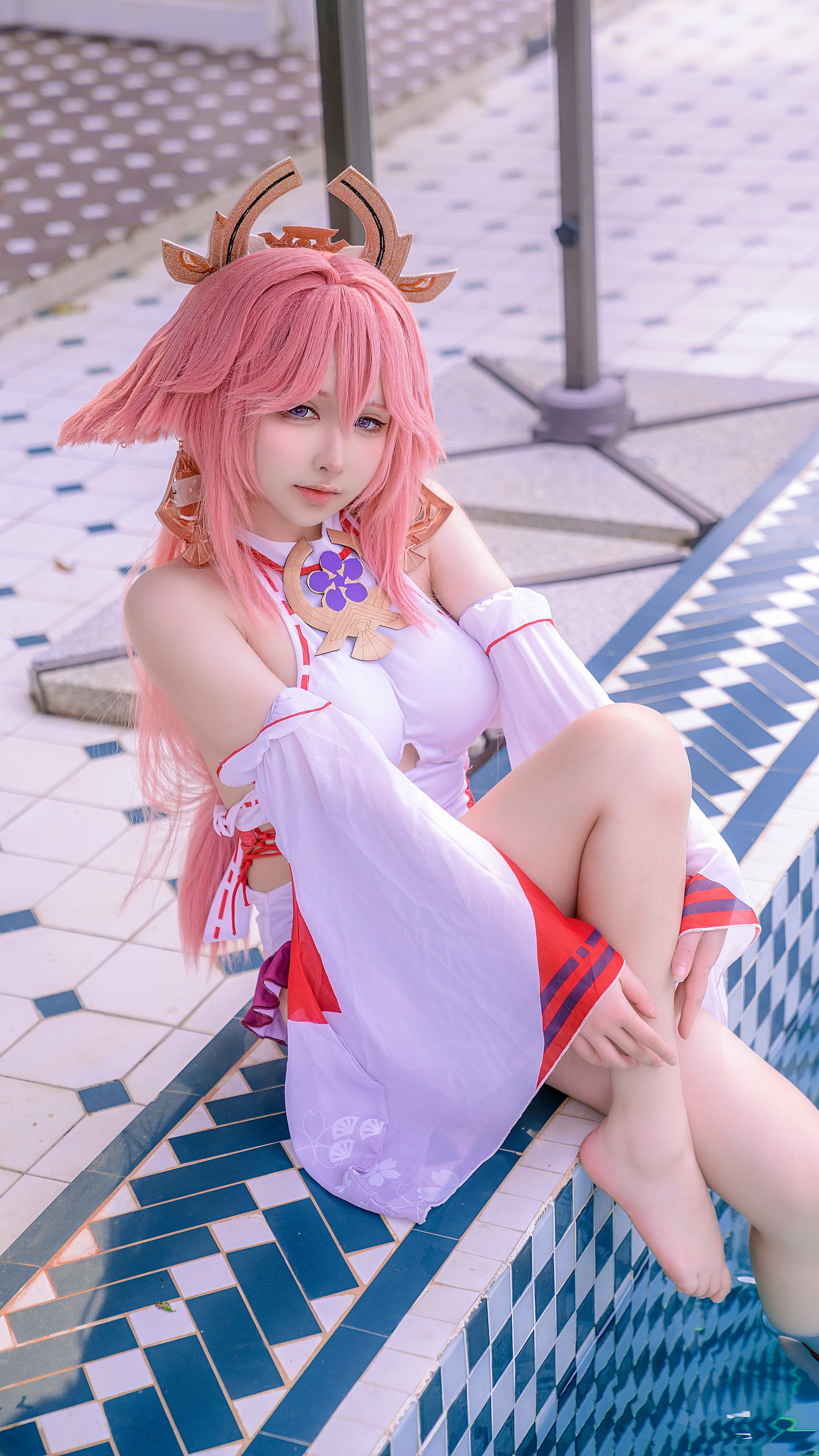樱梨梨 八重神子 泳装 Cosplay 写真合集｜原神角色高清图集（29P｜429MB）插图3