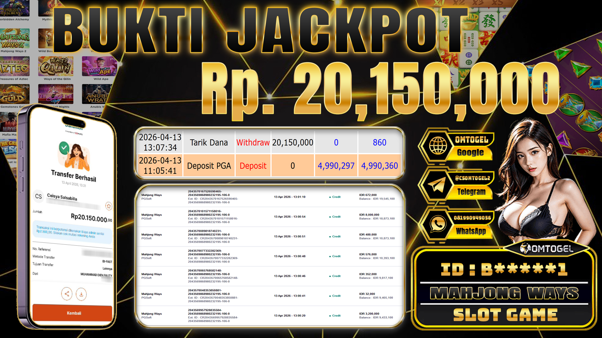 OMTOGEL JACKPOT PGSOFT MAHJONG WAYS , 20 JUTA DI BAYAR LUNAS ,-