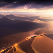 Best quality, masterpiece, ash, moonlight, desert, milkyway, airplane, dramatic  s-414581193