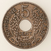5 céntimos de piastra de Indochina 1939 PAS4988