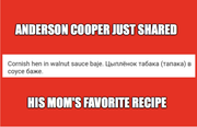Anderson Cooper walnut sauce recipe